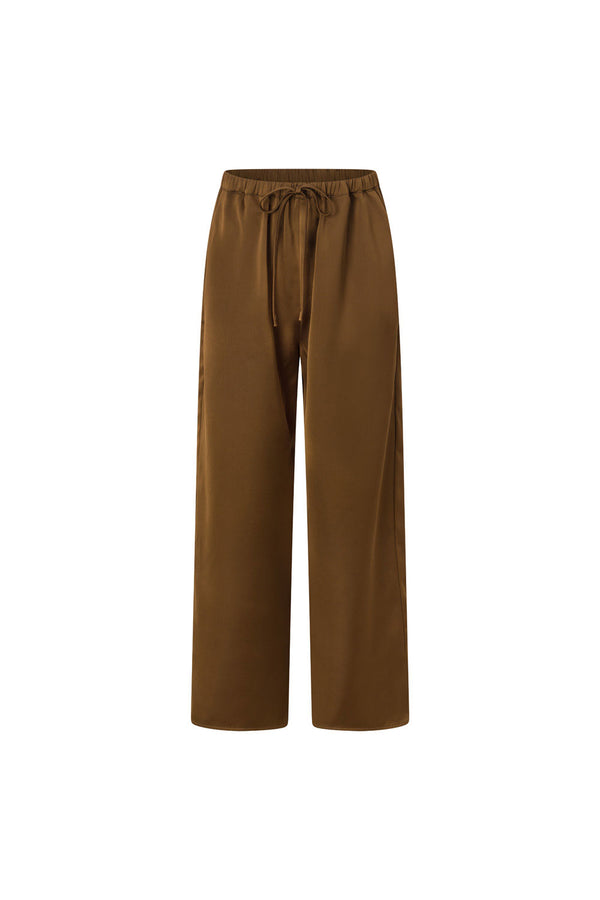 Brown Elastic Drawstring Pocket Juliette Pants