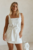 White Twin Pocket Tie Longline Davina Top