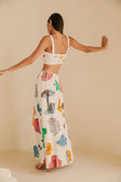 Audrey Panelled  Maxi Skirt - By The Sea Print White, Blue, Orange, Yellow, Pink, Green, Tropical