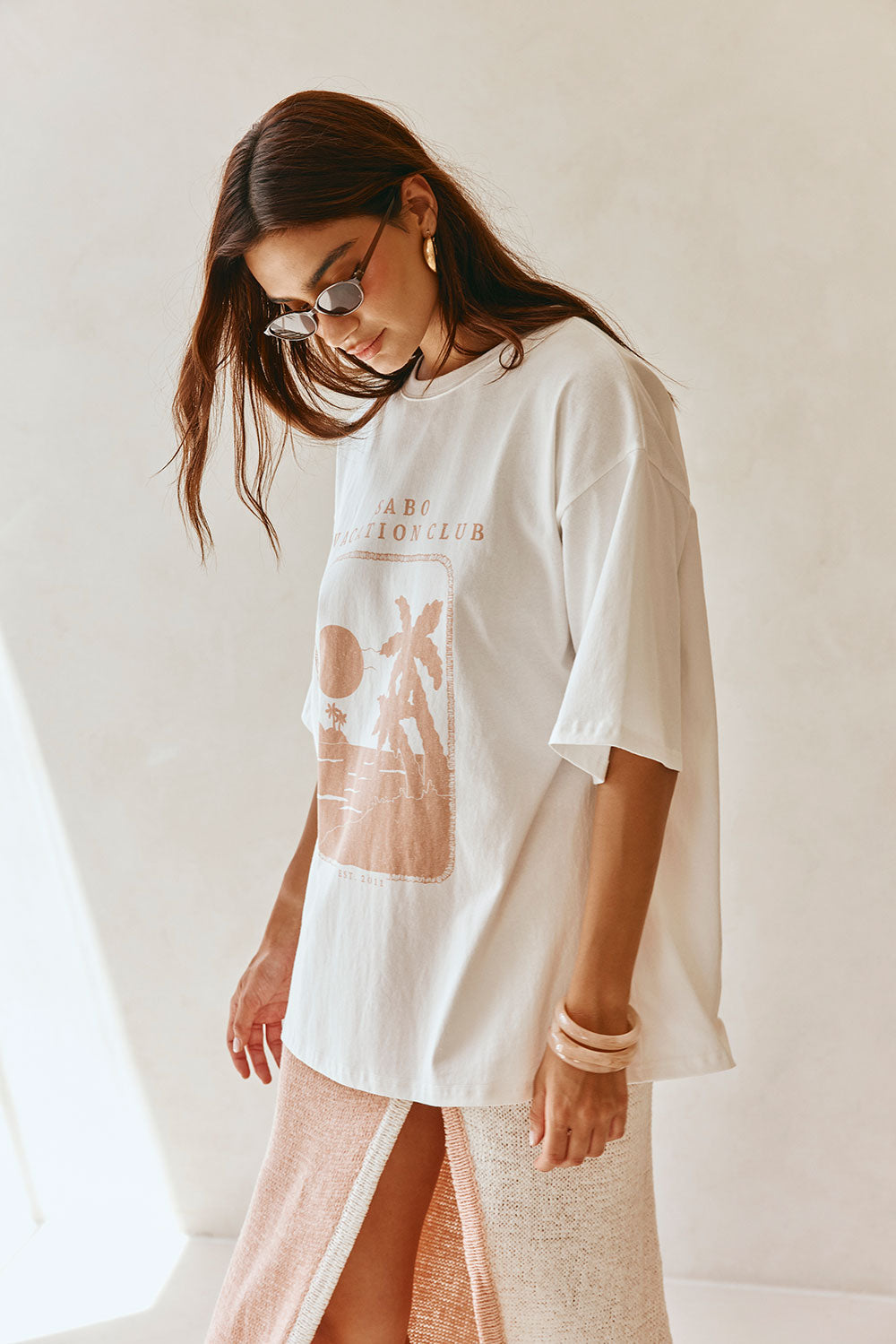 Pink Cotton Boxy Vintage Graphic Britta Tee