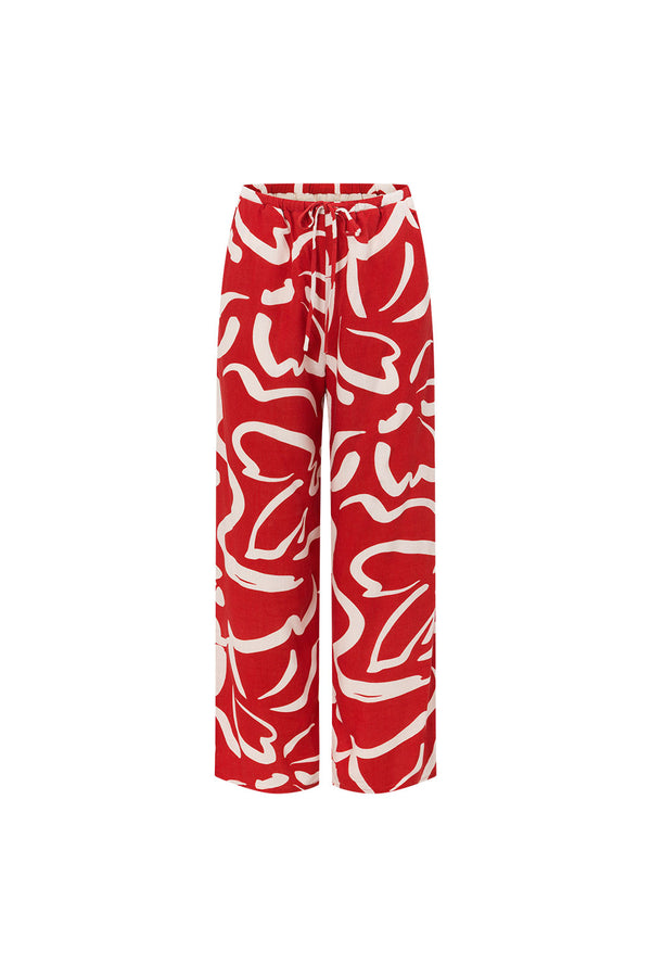 Red Fila Rogue Floral Print Drawstring Elena Pants