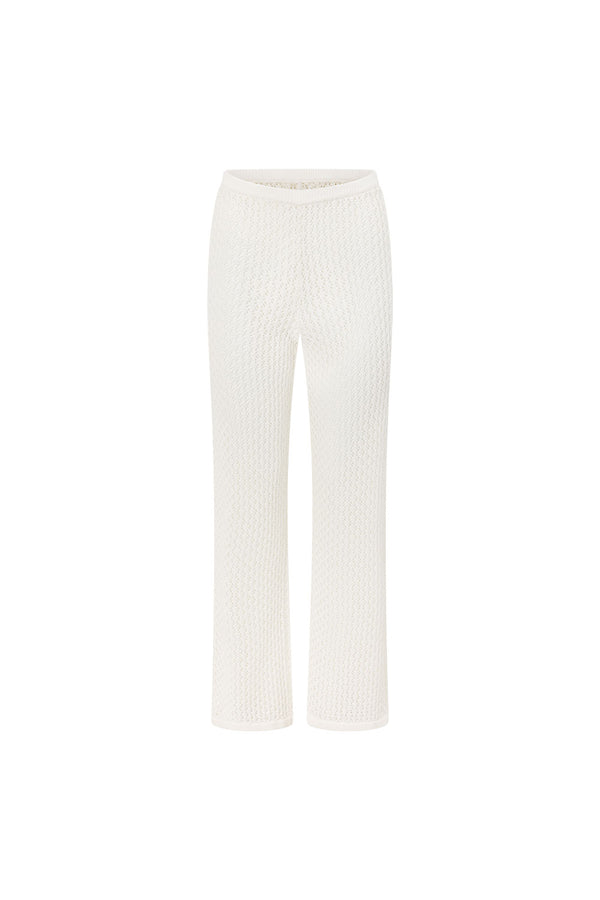 White Crochet Knit high Waist Milana Pants