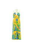 Leigh Cutout Maxi Dress - Green, Blue & Orange Morning Yellow Print