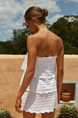 White Ruffle Knit Strapless Mini Arizona Dress