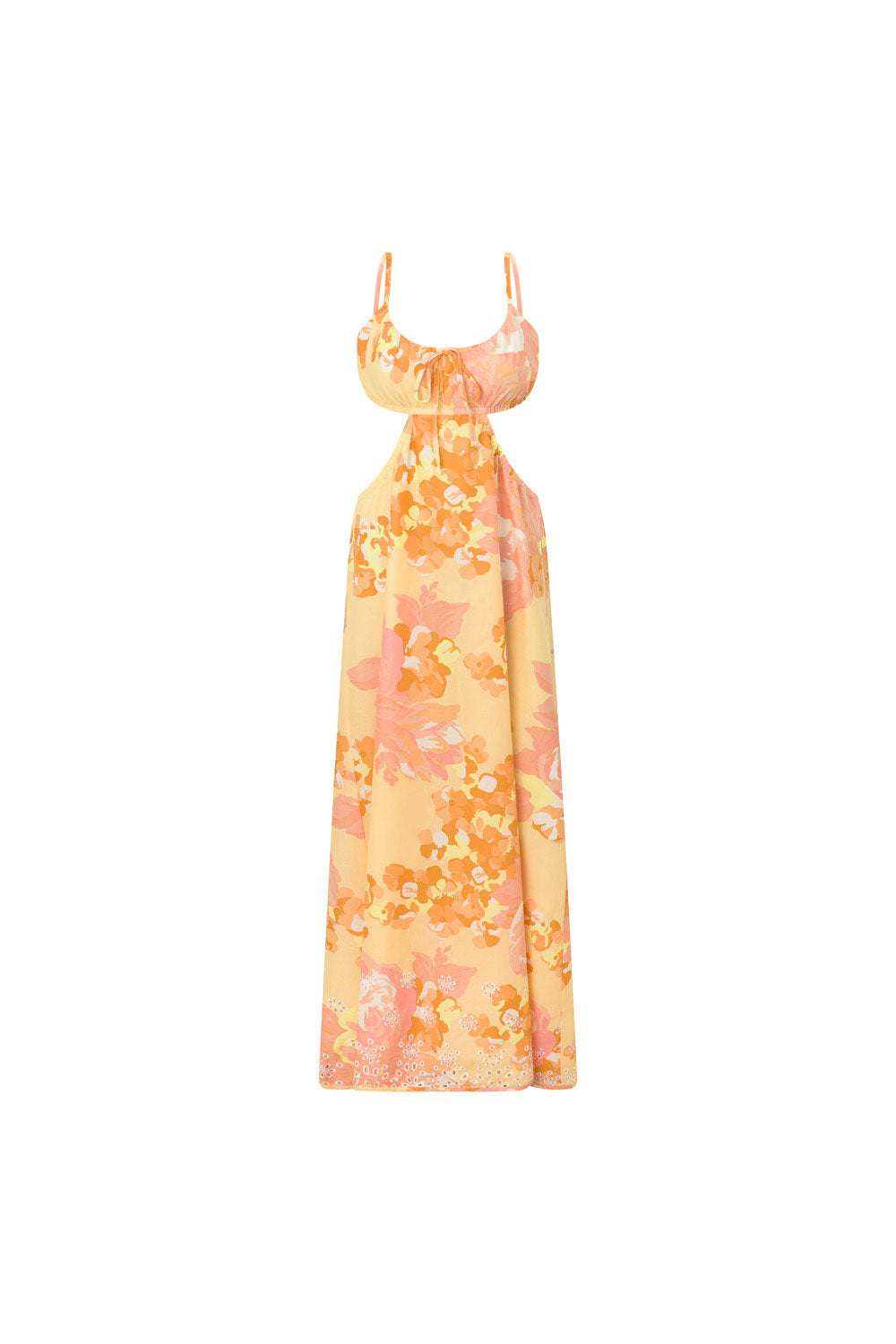 Yellow Breeze Floral Print Strappy Maxi Kaira Dress
