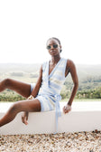 Blue Stripe Knit Mini Wrap Nell Skirt