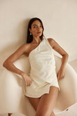 Off White Suiting One Shoulder Folded Dusk Top