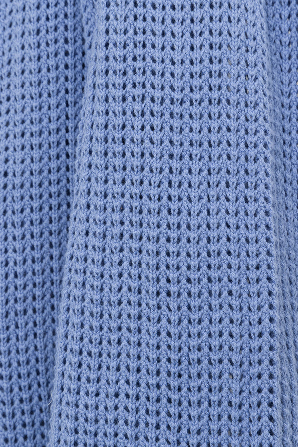 Blue Knit Elastic High Waist Wide Leg Zayna Pants