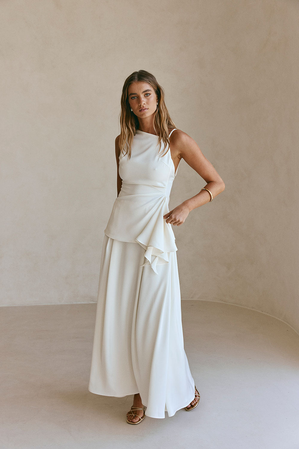 White Pleated Maxi Hailey Skirt