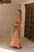 Coral Asymmetric Ruched Backless Hailey Top