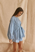 Blue Stripe Waist Tie Hailey Top