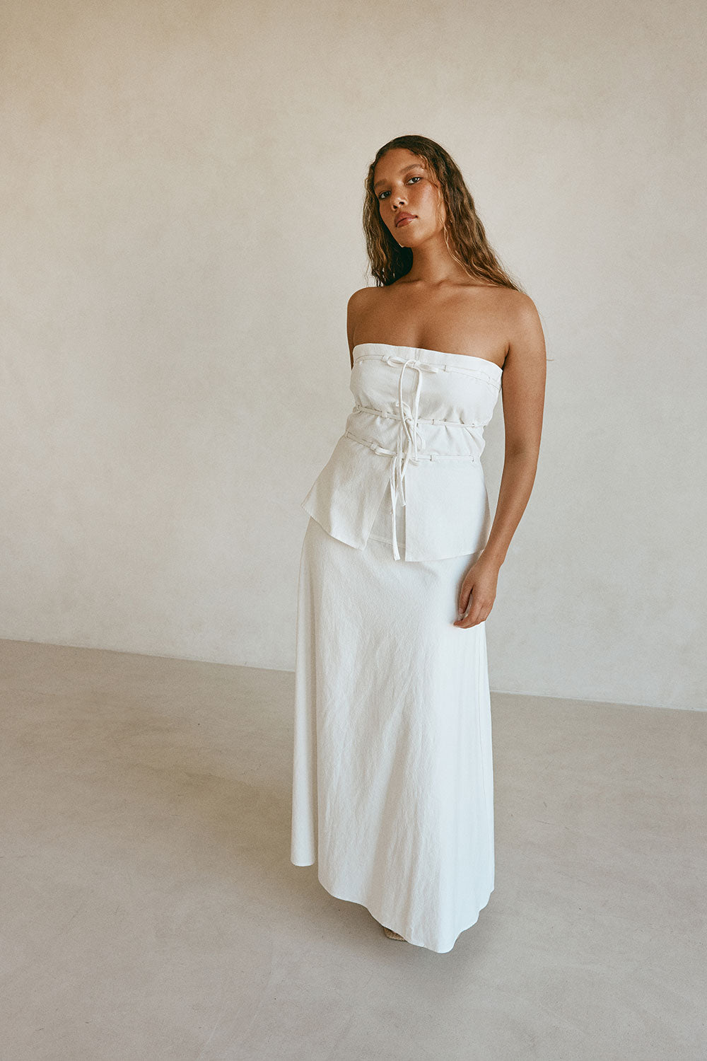 White Strapless Tie Esperanza Top