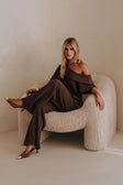 Chocolate Brown Off Shoulder Short Sleeve Tarika Top