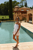White Ruffle Knit Strapless Mini Arizona Dress