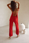 Red Thin Strap Backless Kinsley Jumpsuit