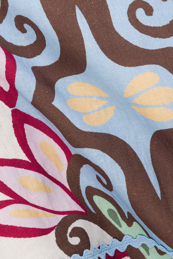 Blue Floral Paradesios Print Button Up Cassia Shirt