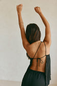 Adeline Silk One Shoulder Backless Top - Black