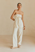 Serena Strapless Tie Top - Beige