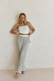 Grey Woven Ribbed High Waist Winnie Pants