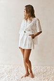 White Elastic Drawstring Flounce Pocket Elodie Shorts
