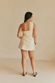 Beige One Shoulder Cutout Mini Knot Dimmi Dress