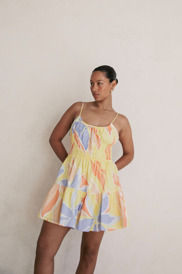 Elia Purple Adjustable Strap Panel Mini Tacita Dress