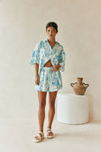 White Floral Short sleeve Button Up Tahlee Top