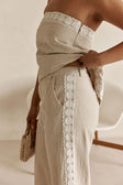 Beige Vintage Lace Detail Millie Pants