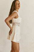 Beige Vintage Lace Mini Gem Dress