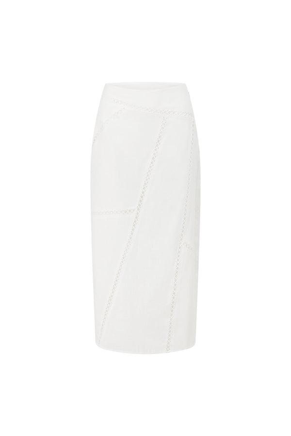 Bridal White Ladder Panel Midi A Line Empire Skirt
