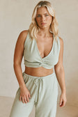 Sierra V Neckline Cutout Crop Top - Green