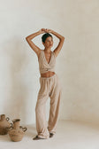 Tan High Waist Elastic Drawstring Sierra Pants