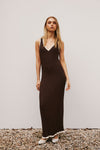 Chocolate Brown Pleated Knit Maxi Bally Dress