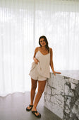 Beige High Waist Elastic Drawstring Boston Shorts
