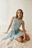 Blue Knit Front Tie Mini Narah Dress