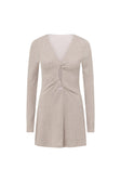 Stone Grey Long Sleeve Cut Out Mini Ivy Dress