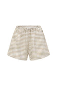 Beige Gingham Elastic Drawstring Charlie Shorts