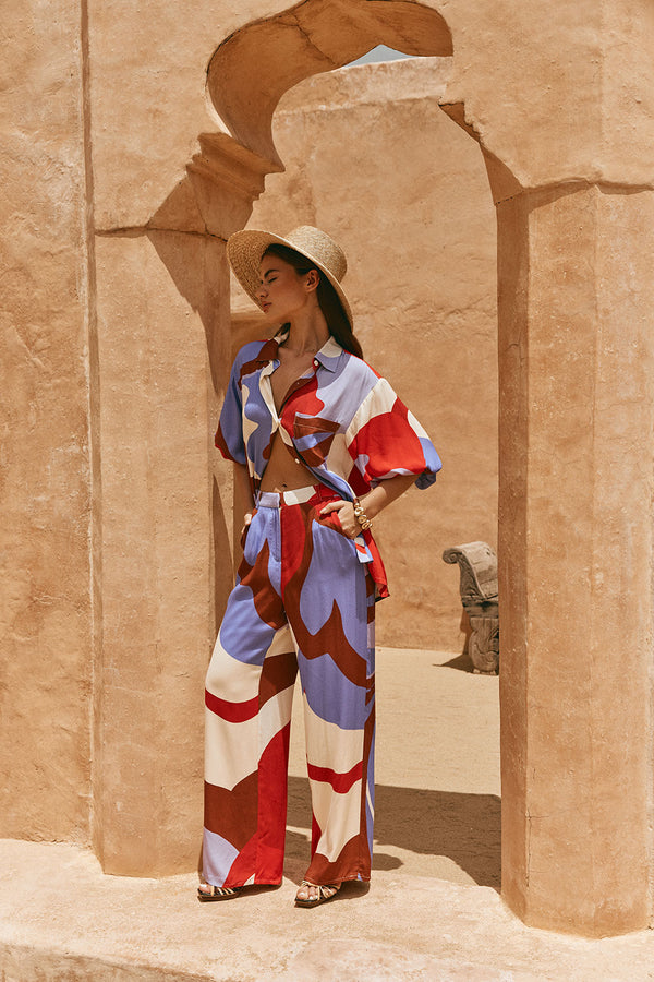 Valley Red Print Relaxed Dia Trouser Pants