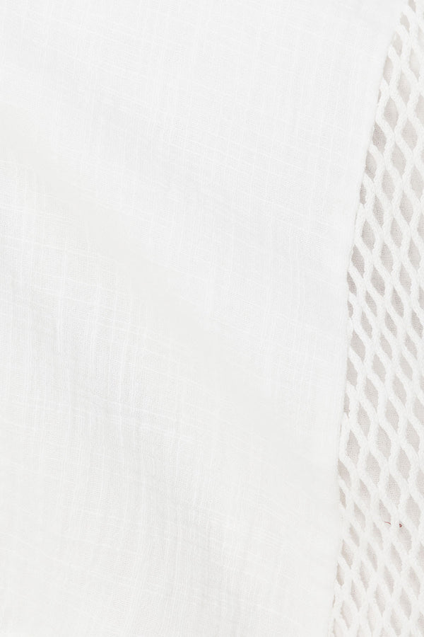 White Cotton V Neck Dita Top