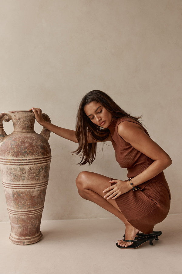 Gingerbread Brown Knit Mini Ellamay Skirt