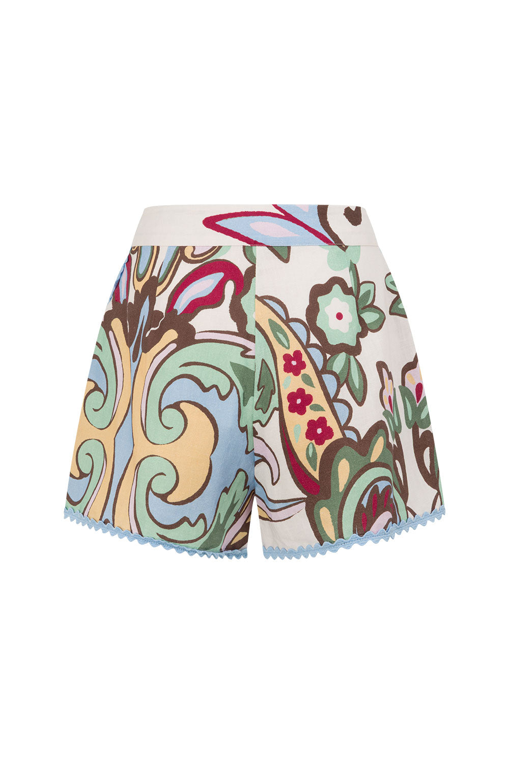 Blue Floral Paradesios Print Belt Cassia Shorts