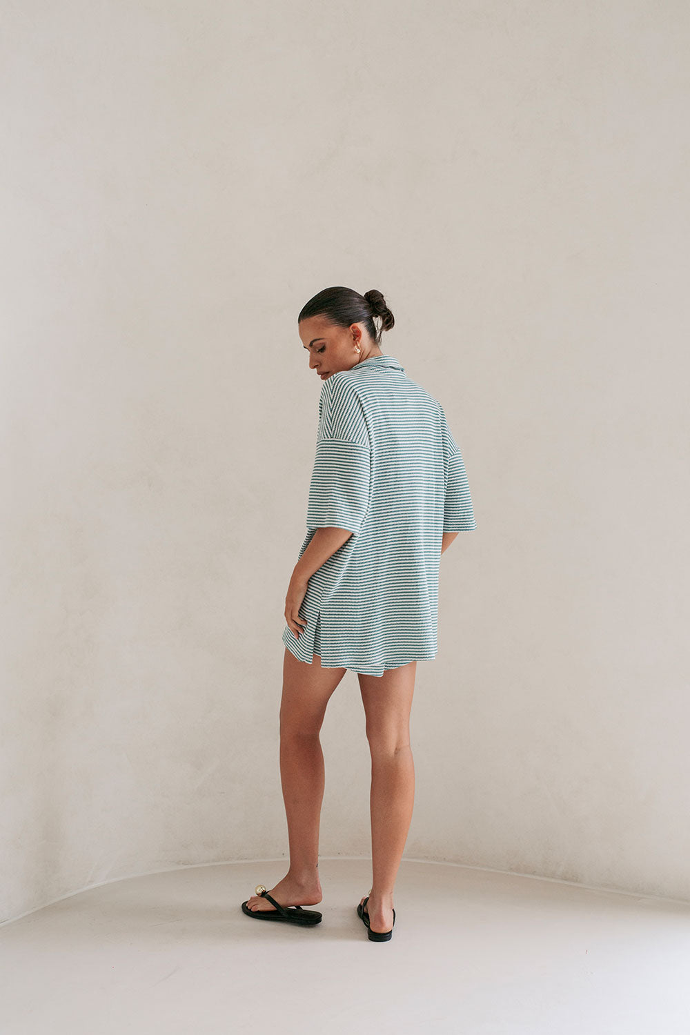 SAMPLE-Mallory Top - Teal Stripe