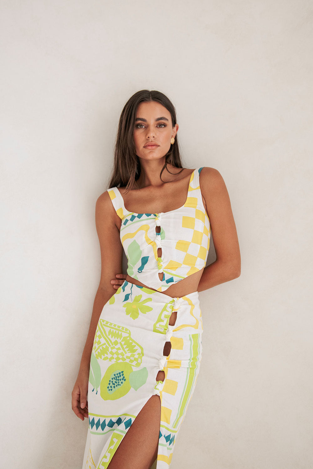Pluto Midi Skirt - Green Yellow