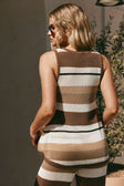Tan Brown and Cream Stripe V Neck Lana Top