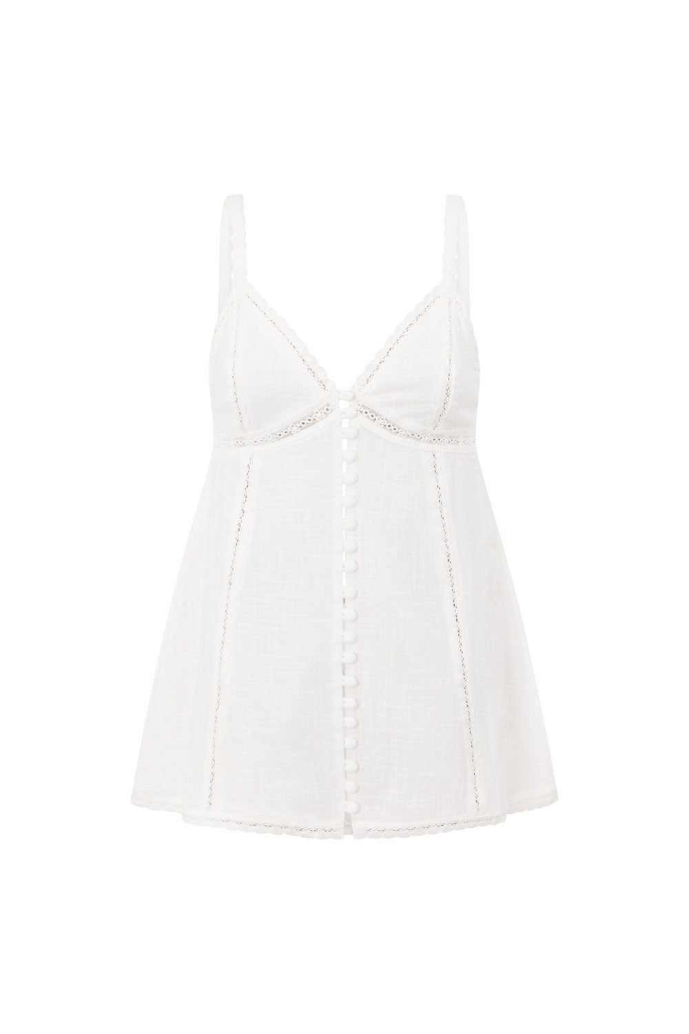 White Lace Backless Strappy Button Up Aviva Top