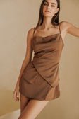 Chocolate Brown Strappy Asymmetric Mini Del Ray Dress