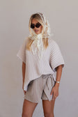 Grey Linen Blend High Waist Wrap Mini Rocio Skort