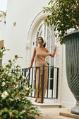 Tan Knit High Waist Elastic Sienna Pants