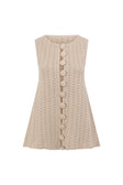 Beige Cotton Knit Button Up Lilah Top