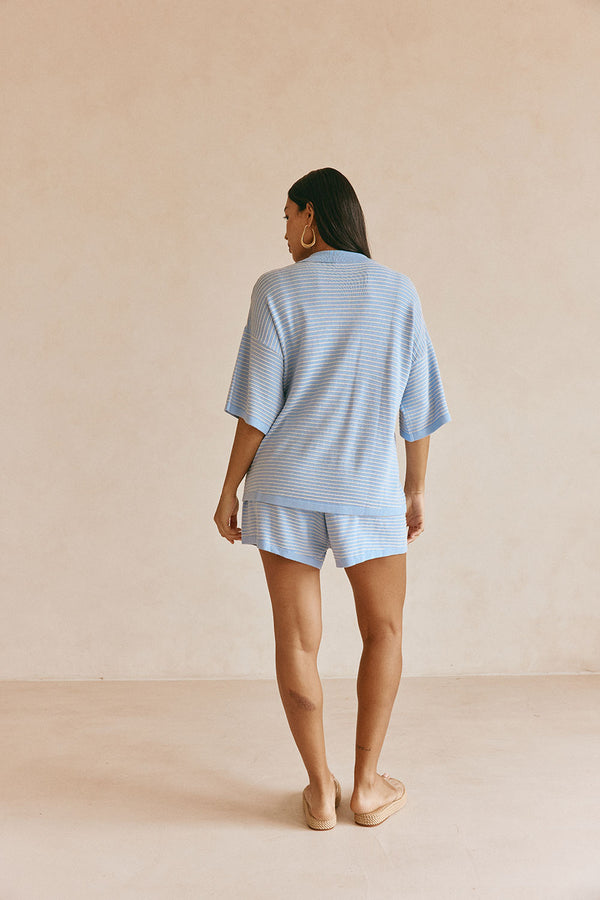 Blue Stripe V Neck Helena Top